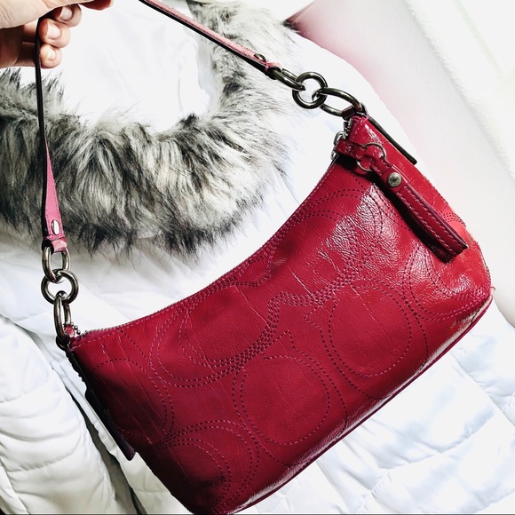 COACH⚡️Signature Red Patent Leather Demi Bag - Picture 2 of 10